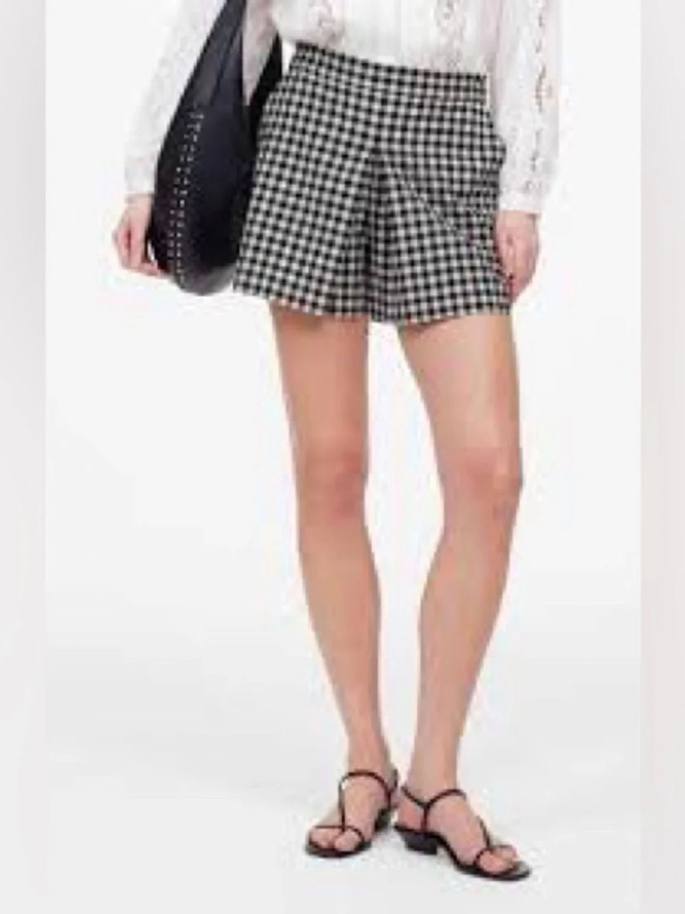 Madewell Black & White Gingham Pleated Skort - Picture 1 of 6